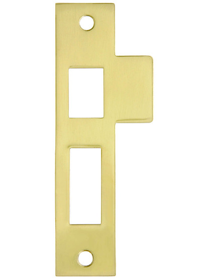 4 1/2 inch Solid Brass Mortise Strike Plate in Polished Brass.